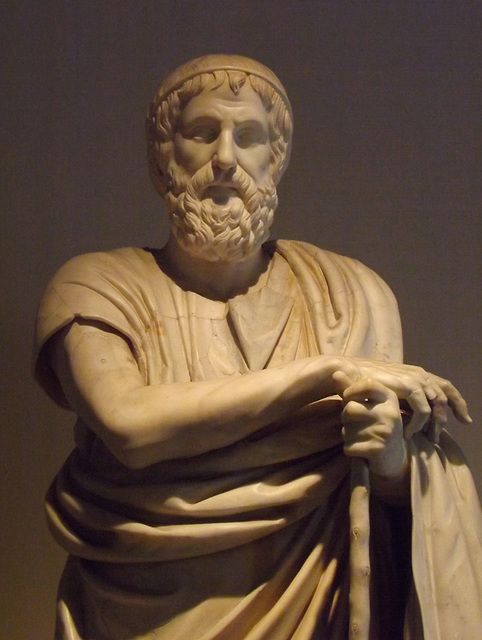 Detail of a Statue of Homer or a Philosopher from the Villa dei Papiri in the Naples Archaeological Museum, June 2013