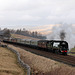 Bulleid Battle of Britain class 34067 TANGMERE passing Greengates with 1Z87 14.18 Carlisle - London Euston The Winter Cumbrian Mountain Express (steam as far as Preston) 22nd Frebruary 2025.