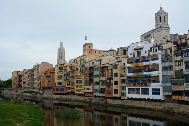 Girona, Basilica de Sant Feliu and The Cathedral over the River of Onyar