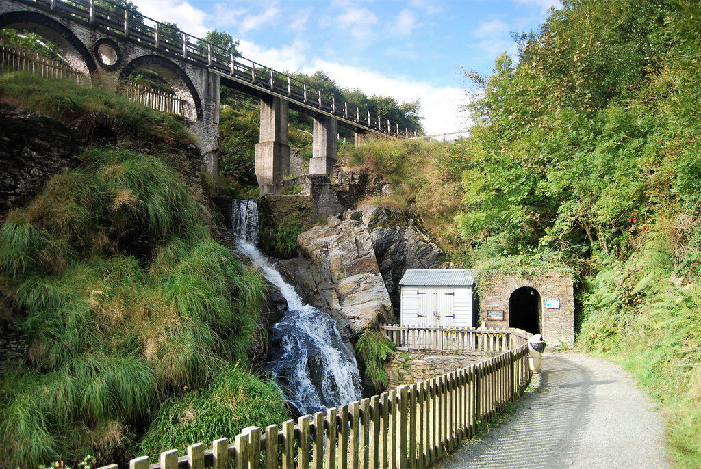 Viaduct, tunnel, waterfall, and fence!