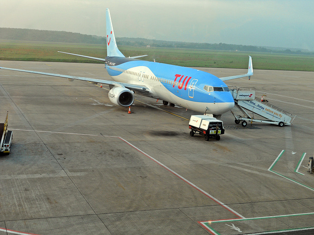 Starting our Holiday our Flight Boeing 737-800 G-FDZZ at Doncaster Robin Hood Airport 1st June 2017