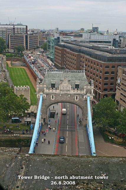Tower Bridge - the north abutment tower from above - 26 8 2008 Tower Bridge - the north abutment tower from above - 26 8 2008