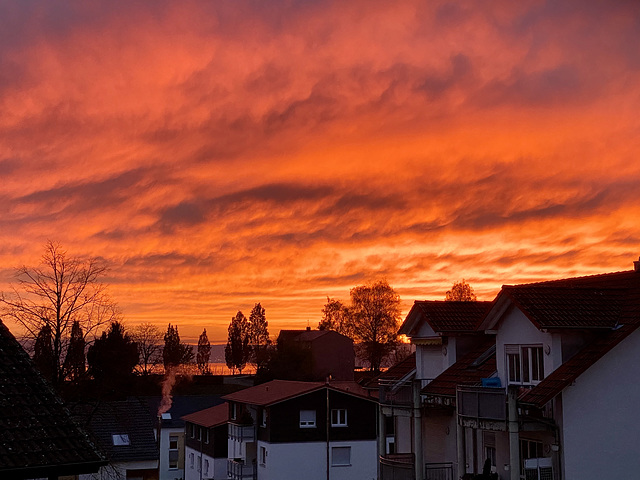 Sonnenuntergang am 14.11.  (Blick vom Balkon)