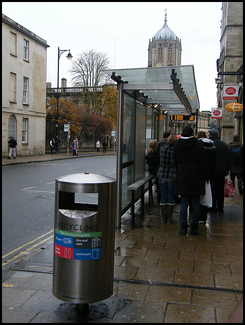 ugly new bus shelter and bin