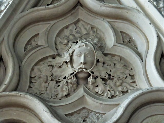 winchelsea church, sussex  c14 tomb of gervase de alard +1310, green man