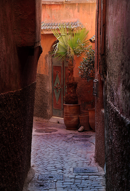 Une ruelle étroite dans la médina de Marrakech