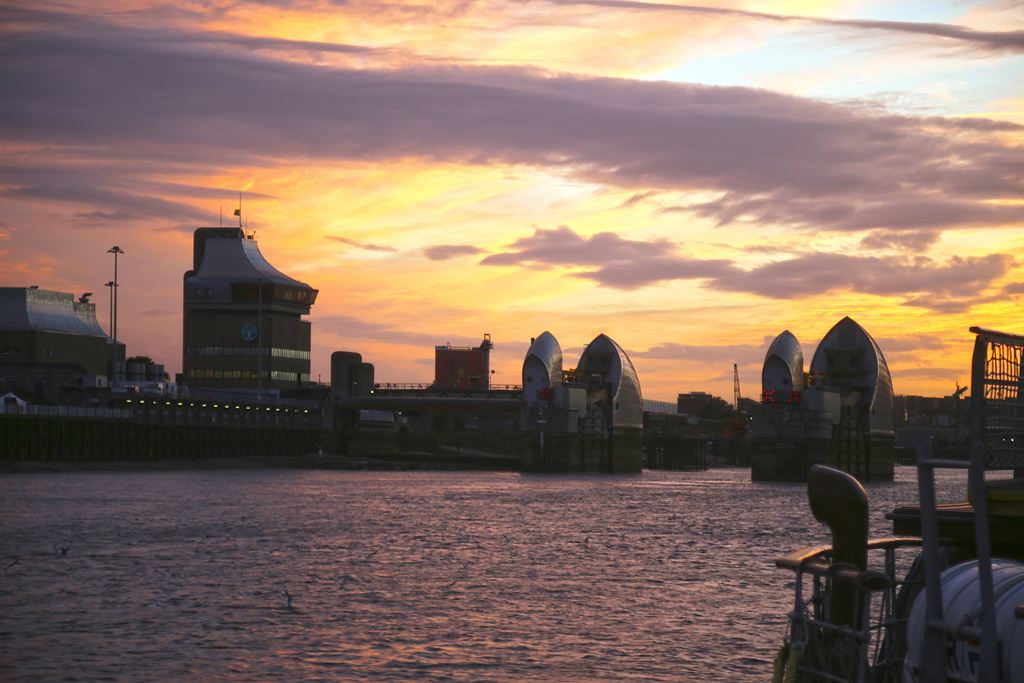 Eastern approach to the Thames Barrier