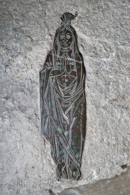 clifton reynes church, bucks (37)c16 shroud brass of a woman, c.1500