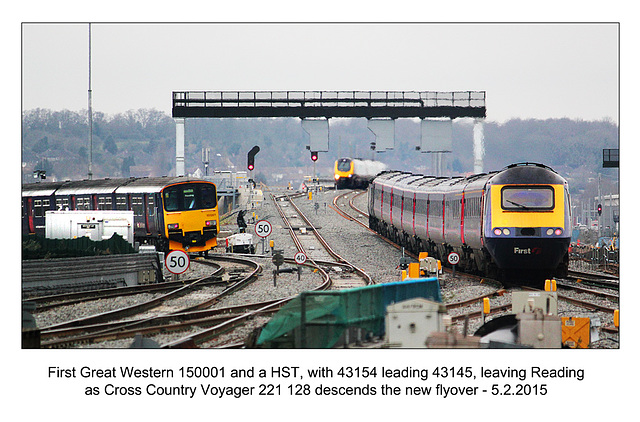 FGW 150001 43154 & 43145 & Cross Country 221 128 - Reading - 5.2.2015