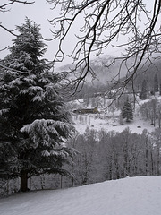 Landscape of Oropa under the snow, Biella, Italy