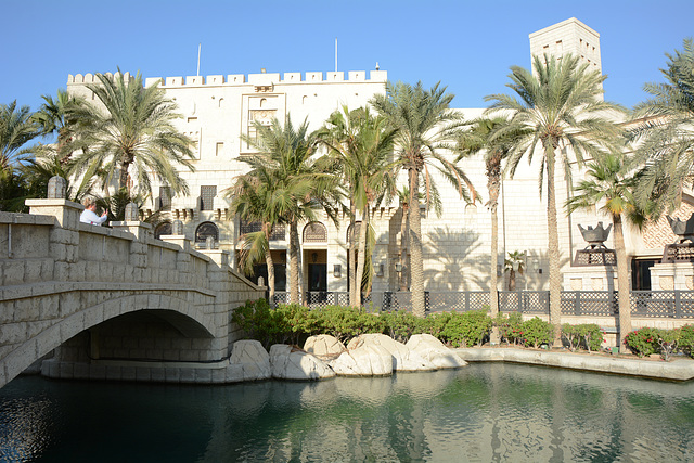 U.A.E., Dubai, Madinat Jumeirah Walking Bridge and Madinat Arena