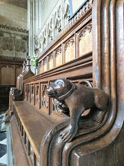 st mary's church, warwick (21)bear on c15 stalls in the beauchamp chapel
