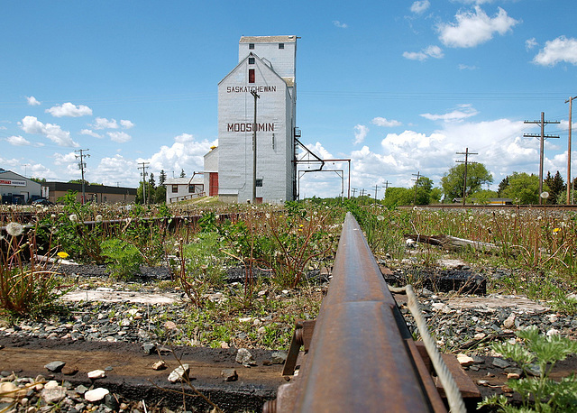Camera set on railroad track.