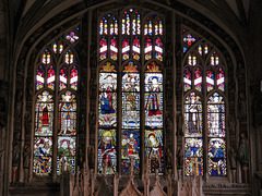 st mary's church, warwick (23)mid c15 glass by john prudde in east window of beauchamp chapel