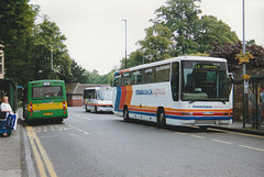 Stagecoach Cambus vehicles in Emmanuel Street, Cambridge – 15 Jun 1999 (417-21A)