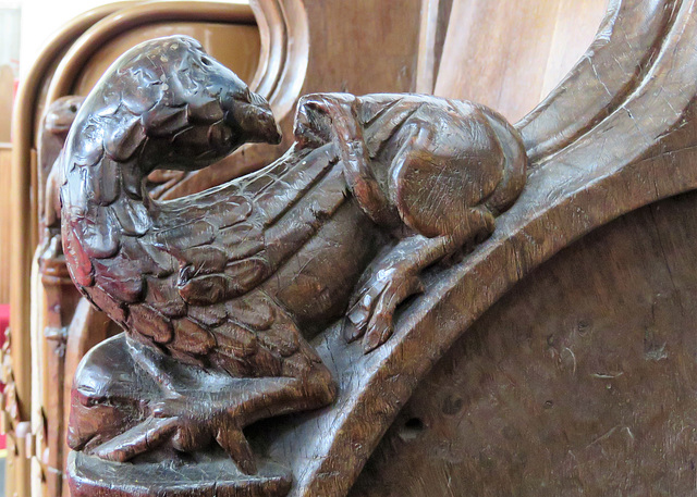 over church, cambs, griffin with head in its talons, elbow on c15 stalls