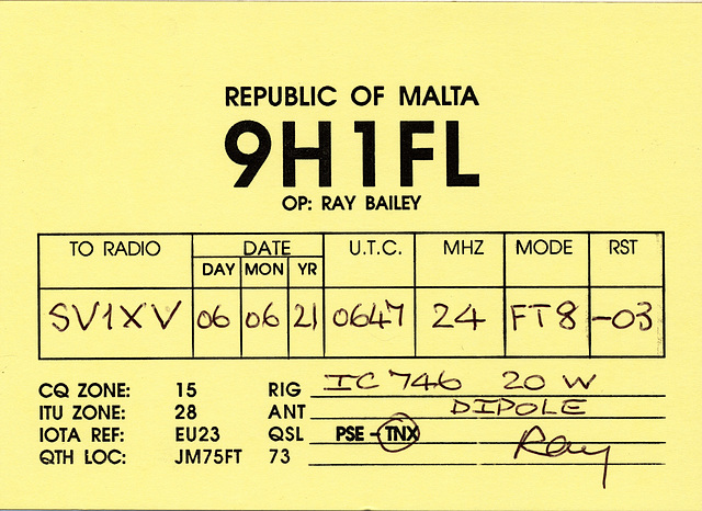 QSL 9H1FL (2021)