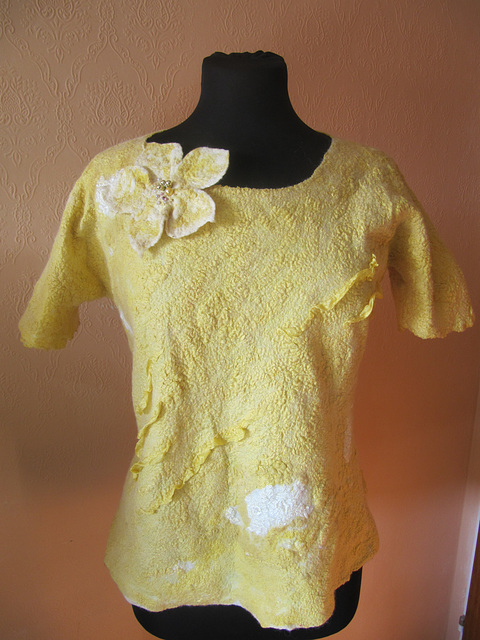 yellow nuno felted blouse