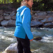 Sofia standing in the cold water of the Partnach creek.