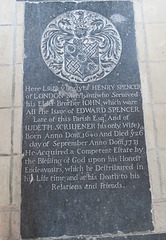 rendlesham church, suffolk  (11) c18 ledger on tomb of henry spencer +1731