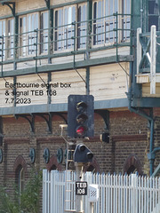 Eastbourne signal box & signal TEB 108 7 7 2023 close-up
