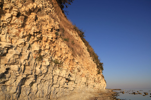 Chalk cliffs at Arnager in the last sunlight of the day