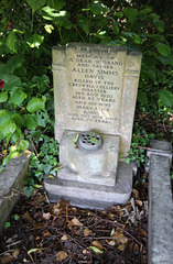 Memorial to Allen Simms, Killed at Creswell Colliery, 1950, Creswell Churchyard, Derbyshire