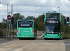 Stagecoach East 21368 (BU69 XXF) and 13908 (BU69 XYH) at Swavesey - 9 Sep 2025 (P1220298)