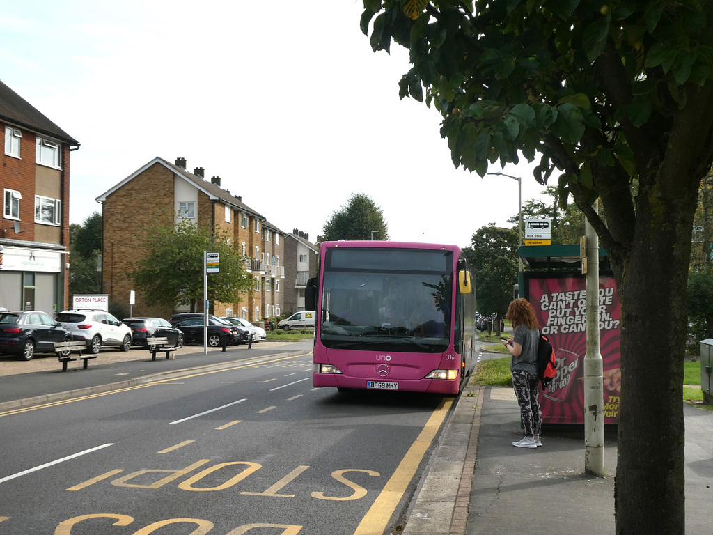 HBM: Unō (Universitybus Limited) 316 (BF59 NHY) at Marshalswick - 8 Sep 2023 (P1160215)