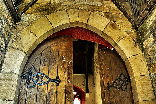 Door Ajar. Abandoned Chapel