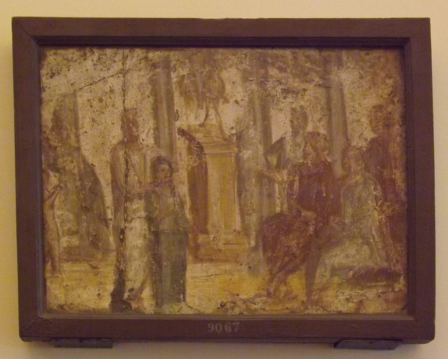 Wall Painting with the Presentation of a Girl to Seated Magistrates in the Naples Archaeological Museum, June 2013