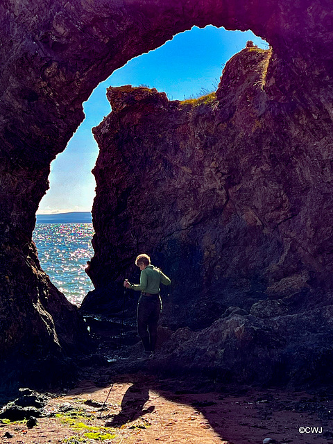 Rock arches at the base of the cliff path to McFarquhar's Cave