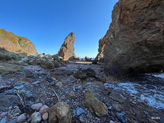 Rocks at the base of the cliff path to McFarquhar's Cave