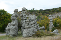 North Macedonia, Bride and Groom in the Park of Stone Dolls in Kouklitsa