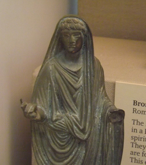 Detail of a Bronze Figure of a Genius Sacrificing in the British Museum, April 2013