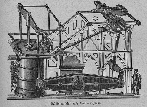 Ship's engine using the Watt design