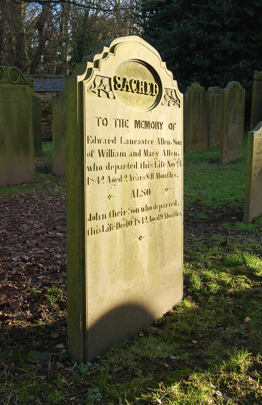 Memorial to Edward  Lancaster Allen, Wentworth Old Churchyard, South Yorkshire