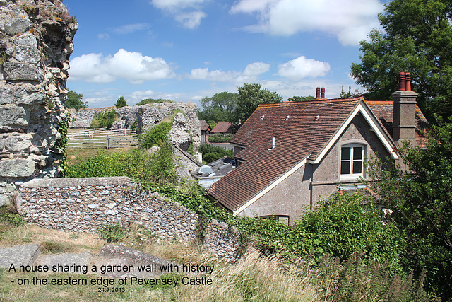 Sharing a garden wall with Pevensey Castle 24 7 2013