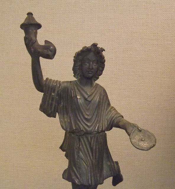 Detail of a Bronze Figure of a Lar in the British Museum, April 2013