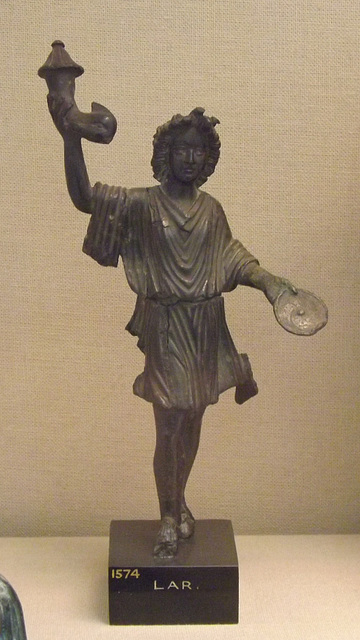 Bronze Figure of a Lar in the British Museum, April 2013