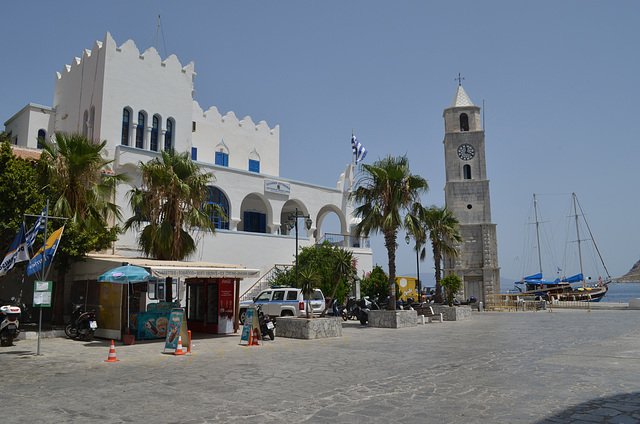 The Clock Tower and Police Station in Symi-town