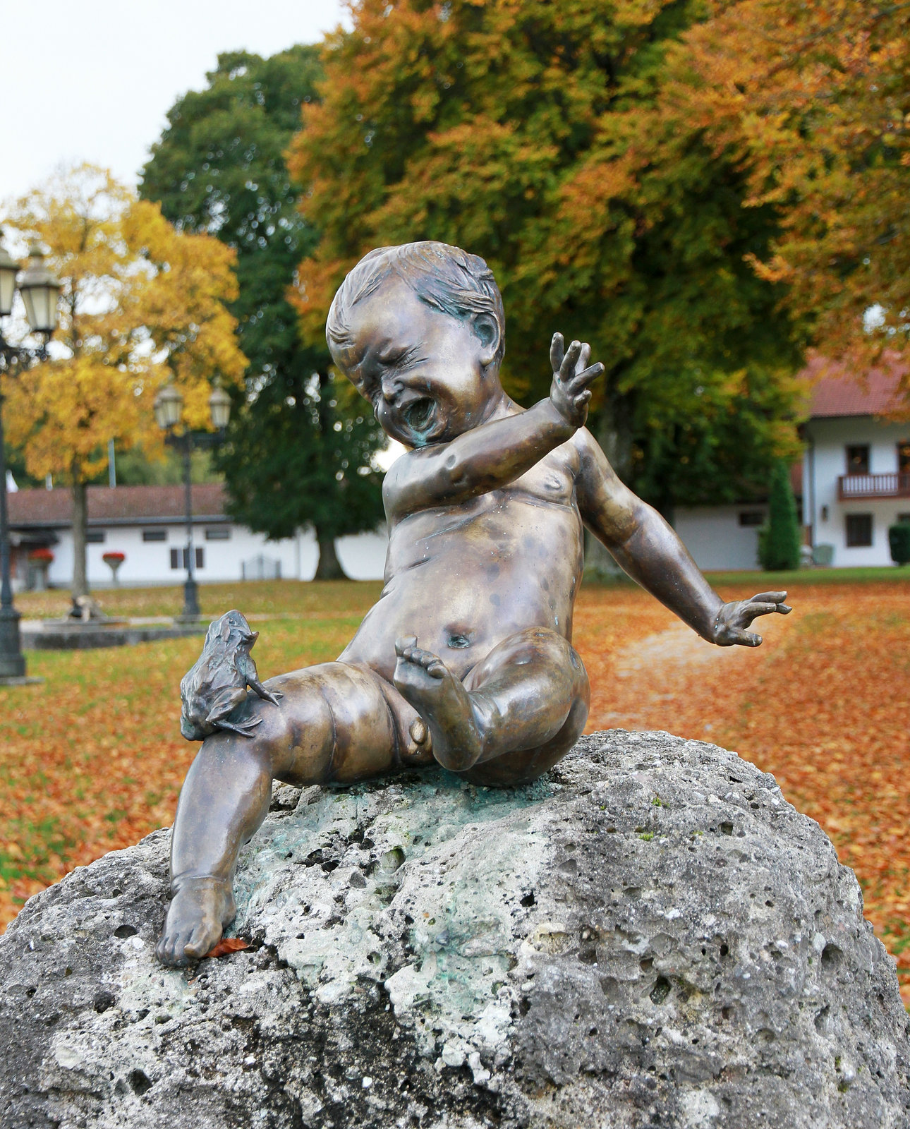 "Igitt",  Junge mit Frosch