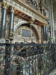 st mary's church, warwick (79)c16 tomb of robert dudley, earl of leicester +1588 and wife lettice, probably by jasper hollemans; c18 ironwork of 1716 by local nicholas parris