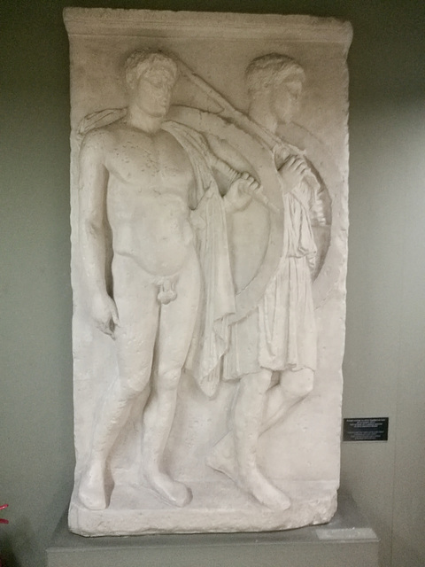 Athens 2020 – Athens War Museum – Tombstone of the hoplites Chairedemos and Lyceas