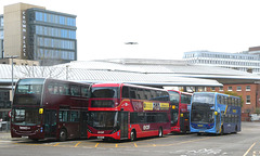 Buses parked in Norwich bus station - 2 Dec 2022 (P1140050)