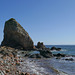 Rock formations at the bottom of the cliff patch down to McFarquhar's Cave