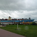 Containerfrachter Elbeabwärts beim Schulauer Fährhaus
