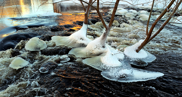 Winterabend am Fluss Norrtäljeån  (3xPIP)