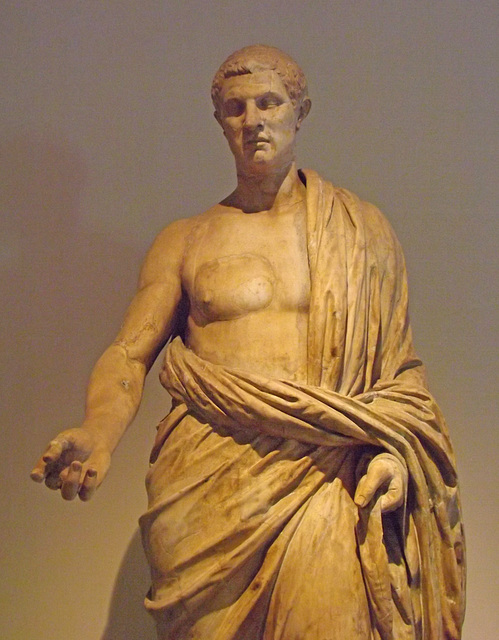 Detail of a Statue of a Distinguished Roman from the Villa dei Papiri in the Naples Archaeological Museum, June 2013