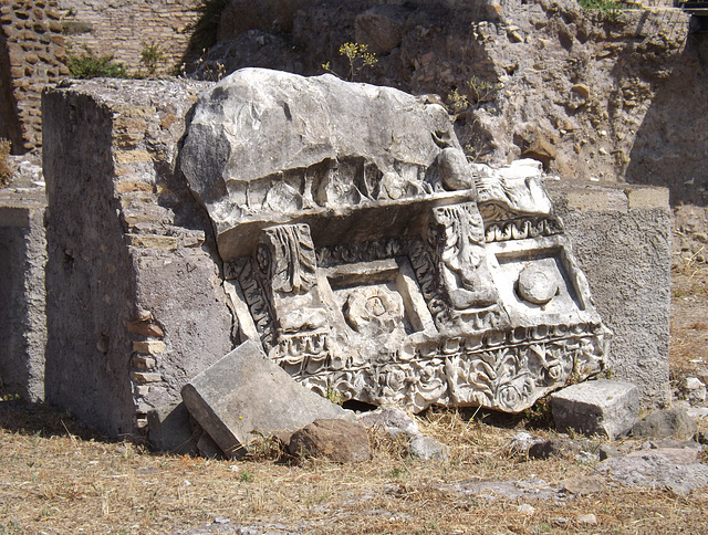 Cornice Fragment in the Forum of Julius Caesar in Rome, July 2012